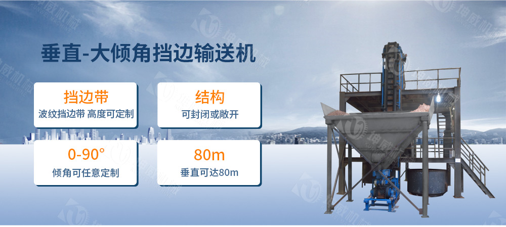 垂直大倾角皮带机简介 垂直大倾角皮带机简介